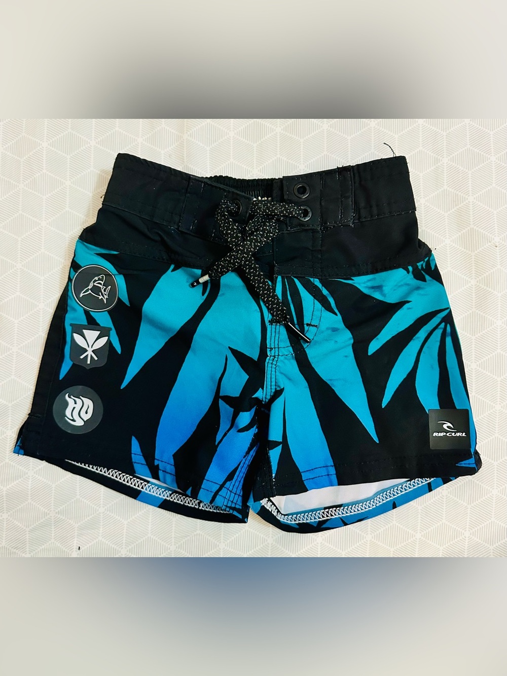 Rip Curl Board Shorts/ Tropical Print Swim Trunks - youth size 2T